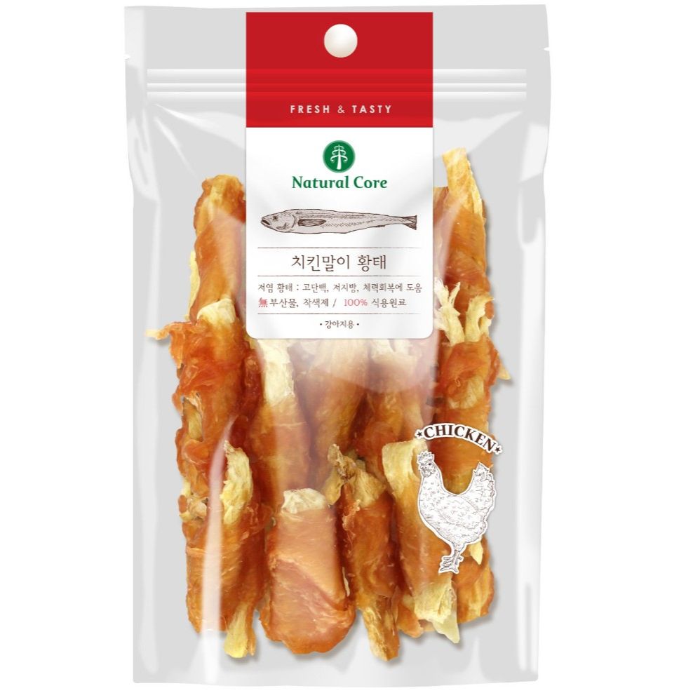 Thịt cuộn cá minh thái, snack, bánh thưởng cho chó natural core