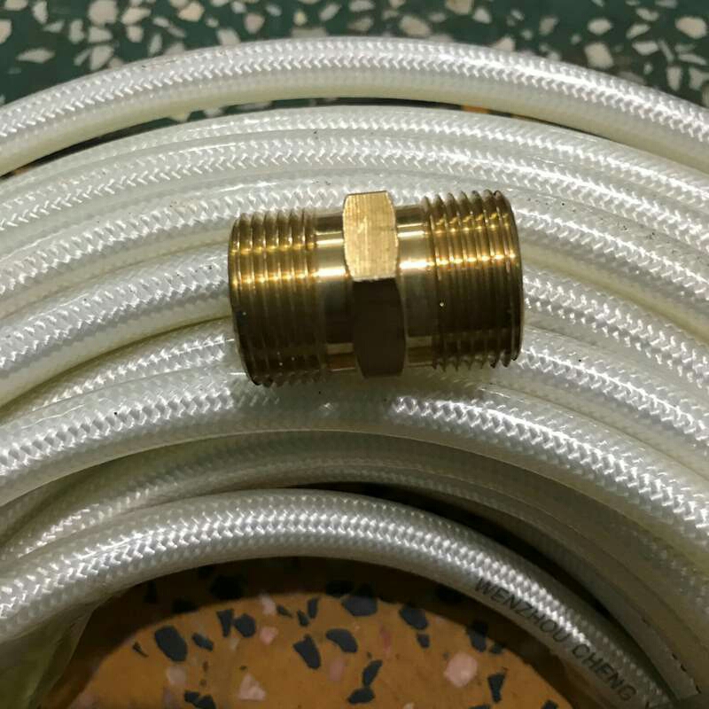 Đầu nối giữa 2 dây rửa xe áp lực cao máy rửa xe - Bằng đồng - Ren chuẩn cho máy rửa xe áp lực cao (Ren ngoài kép 22mm - M22) | khớp nối ren 22 cho dây rửa xe