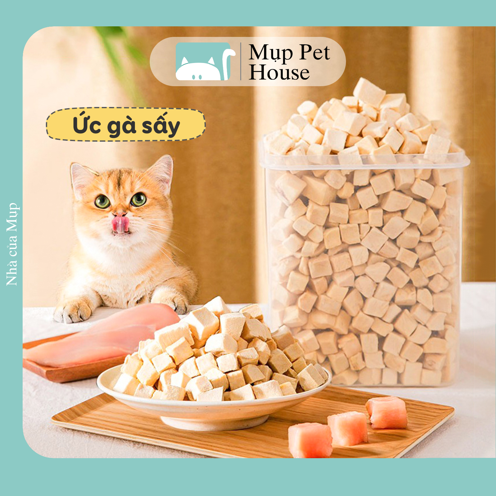 Thịt gà sấy cho mèo, thức ăn snack sấy khô cho thú cưng bổ sung dinh dưỡng, tiện lợi mang đi du lịch hộp 565 gram