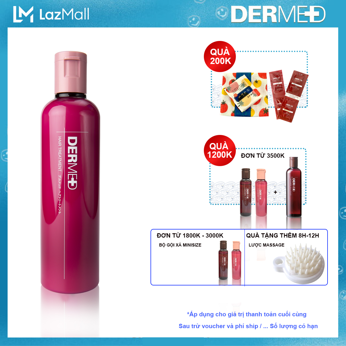 Dầu xả chăm sóc tóc nữ, nam và phục hồi tóc hư tổn hàng nội địa số 1 Nhật Bản chăm sóc tóc toàn diện Dermed Hair Treatment 240ml, dầu xả dùng hằng ngày - ủ lạnh