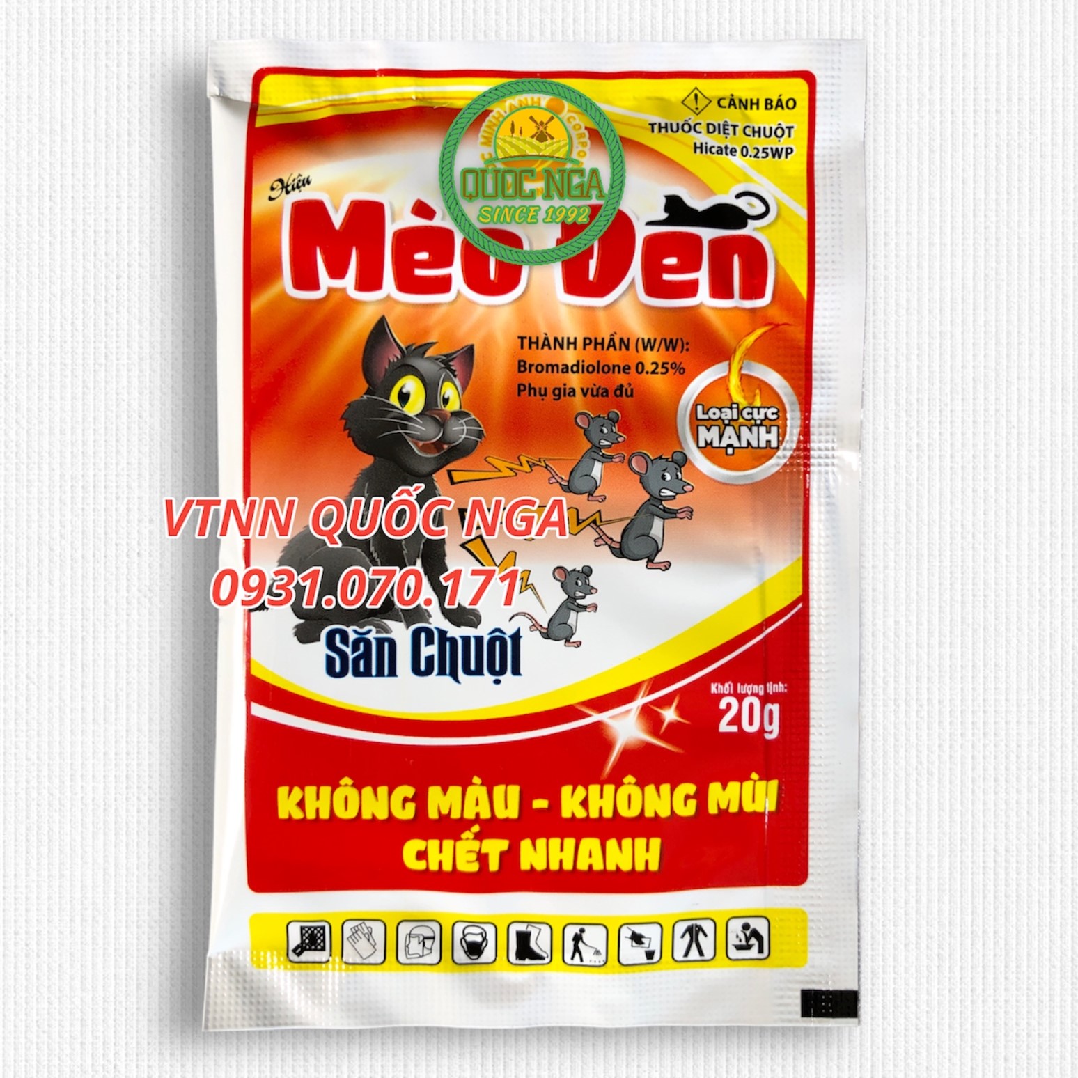 THUỐC DIỆT CHUỘT HIỆU MÈO ĐEN - KHÔNG MÀU, KHÔNG MÙI, CHẾT NHANH - MUA 5, ĐƯỢC 6