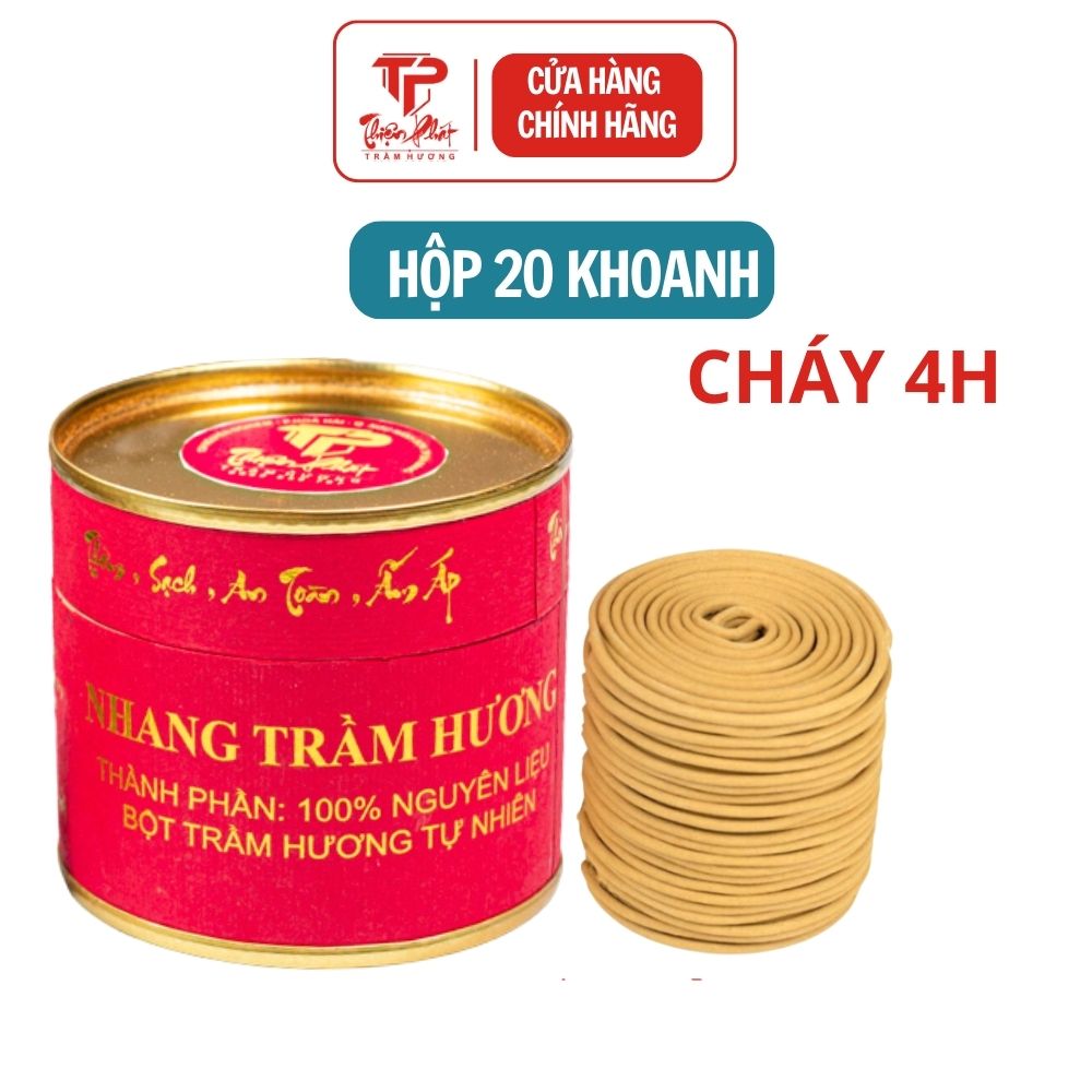 Nhang khoanh trầm hương cao cấp THIỆN PHÁT hương vòng xông thơm nhà, tẩy uế, trừ tà hộp 20 khoanh đơn loại 4H