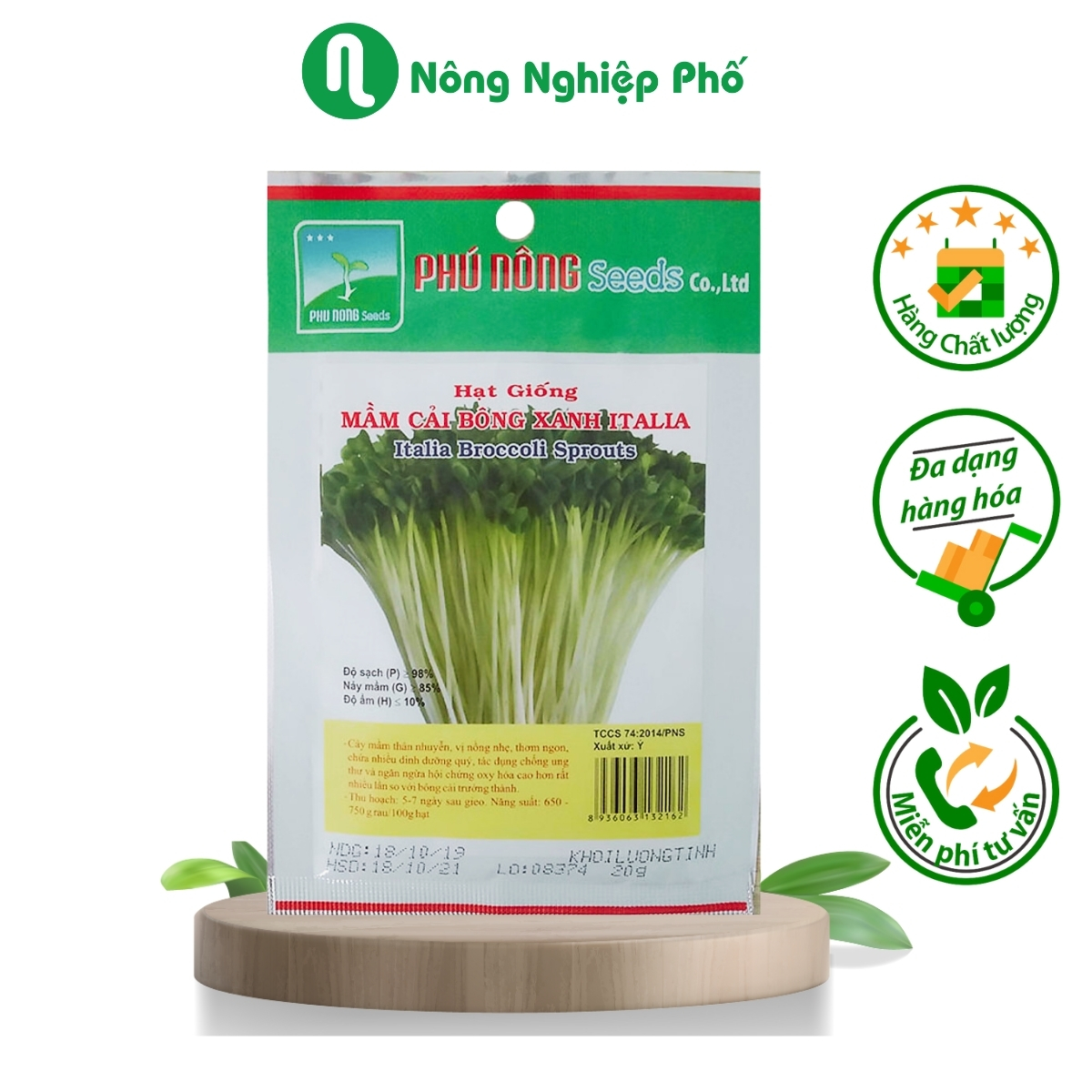 Hạt giống rau mầm cải bông xanh Italia Phú Nông - Gói 20 gram