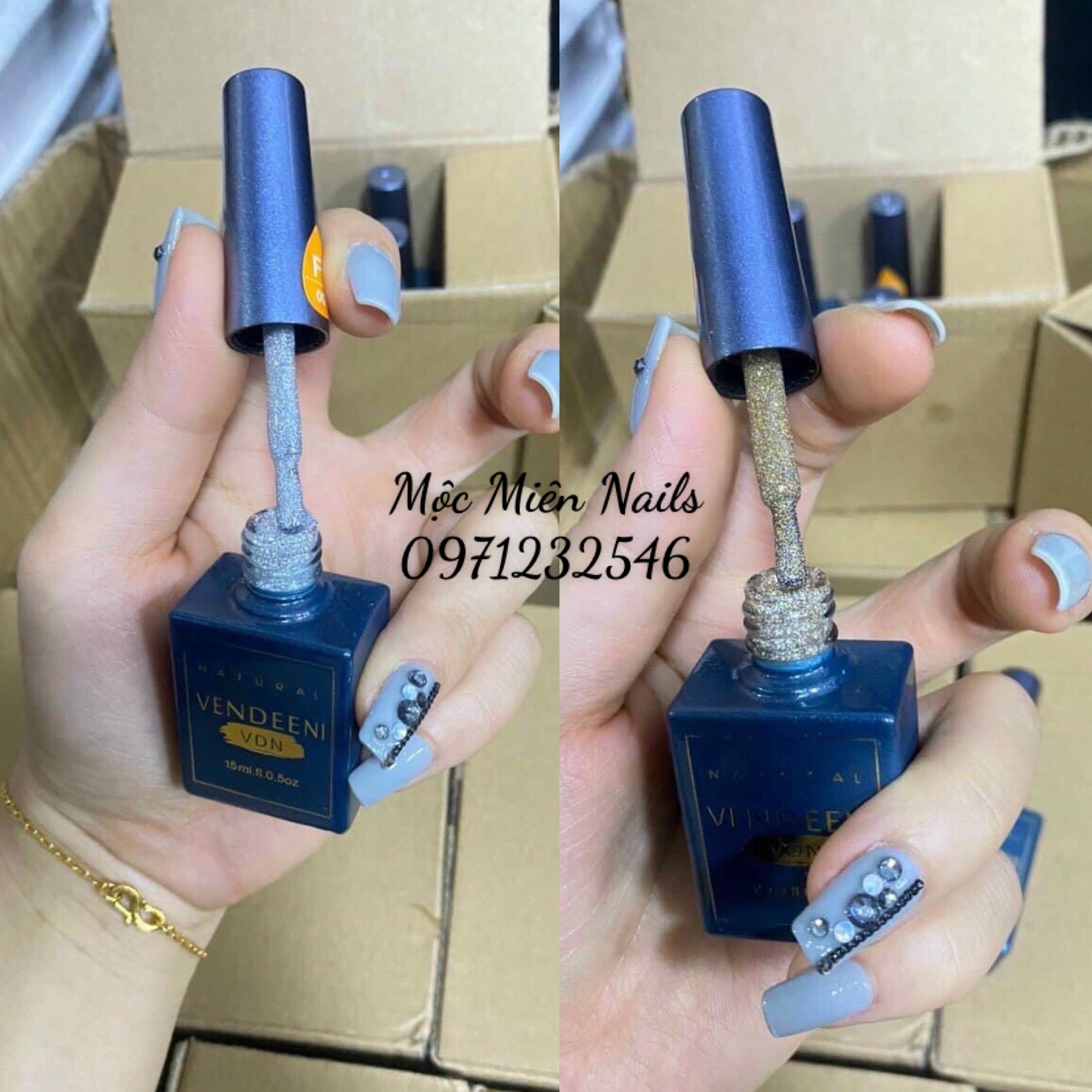 Sơn gel nhũ flash vendeeni vàng ,bạc siêu sáng - mộc miên nails