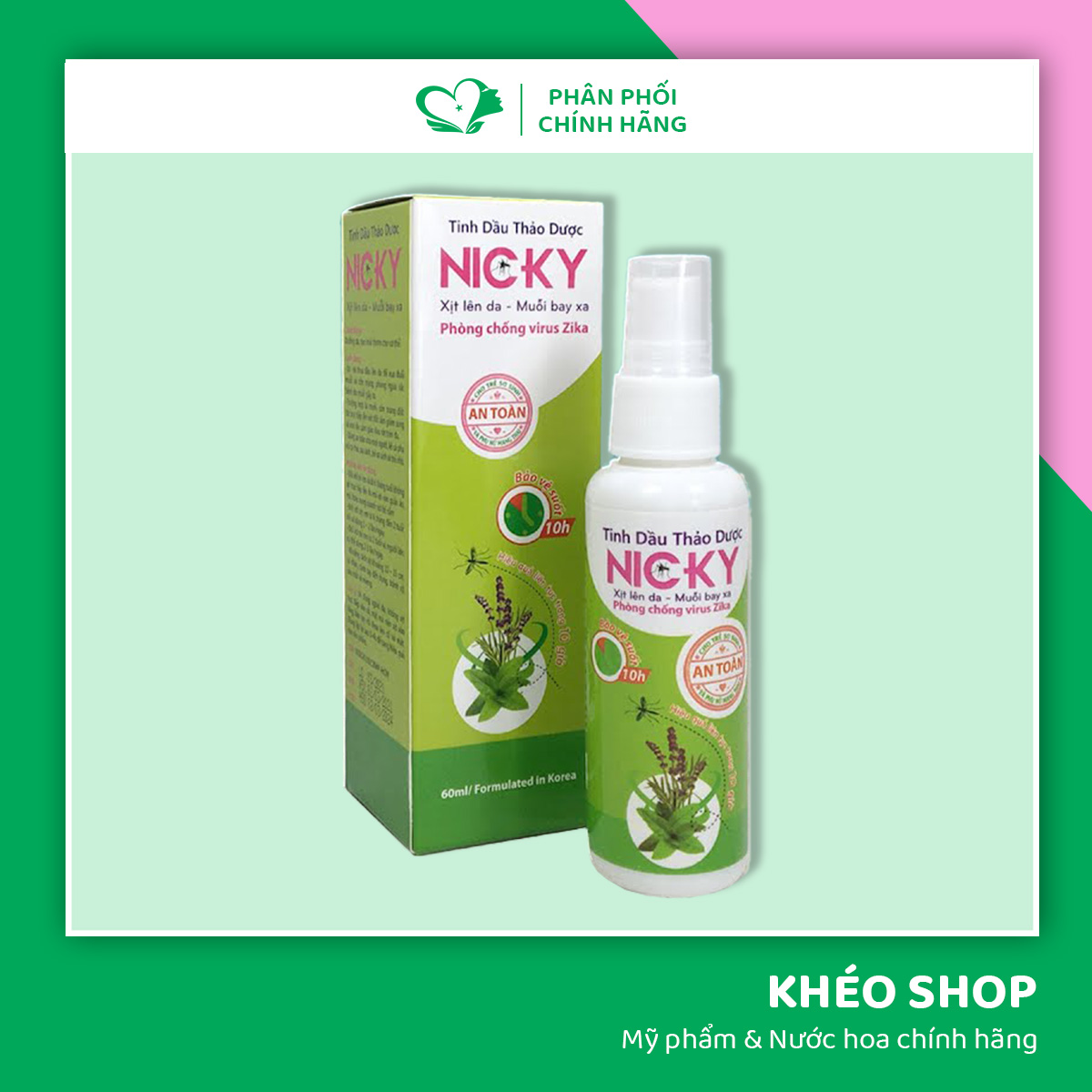 Tinh dầu thảo dược xịt xua/ đuổi muỗi nicky - chai 60ml