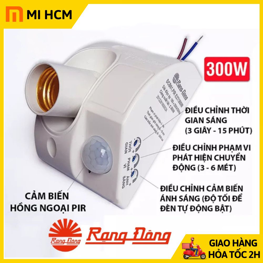 Đui đèn cảm biến chuyển động Rạng Đông hồng ngoại tự động bật tắt , Đui đèn E27 cảm ứng chuyển động Rạng Đông, Đuôi đèn cảm ứng - Bảo hành 1 năm