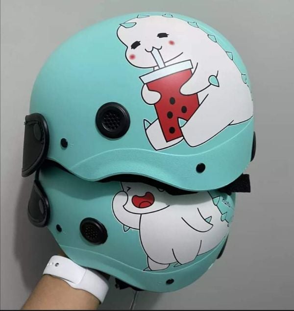 [HCM]Siêu hot 2024 - Nón bảo hiểm sơn in hình khủng long trend nhiều mẫu.