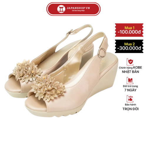  Sandal đế xuồng hoa cúc KOSU 24012 cao 8cm sandan Nhật hở mũi siêu nhẹ,chống thấm nước trơn trượt chính hãng KOBE Nhật 