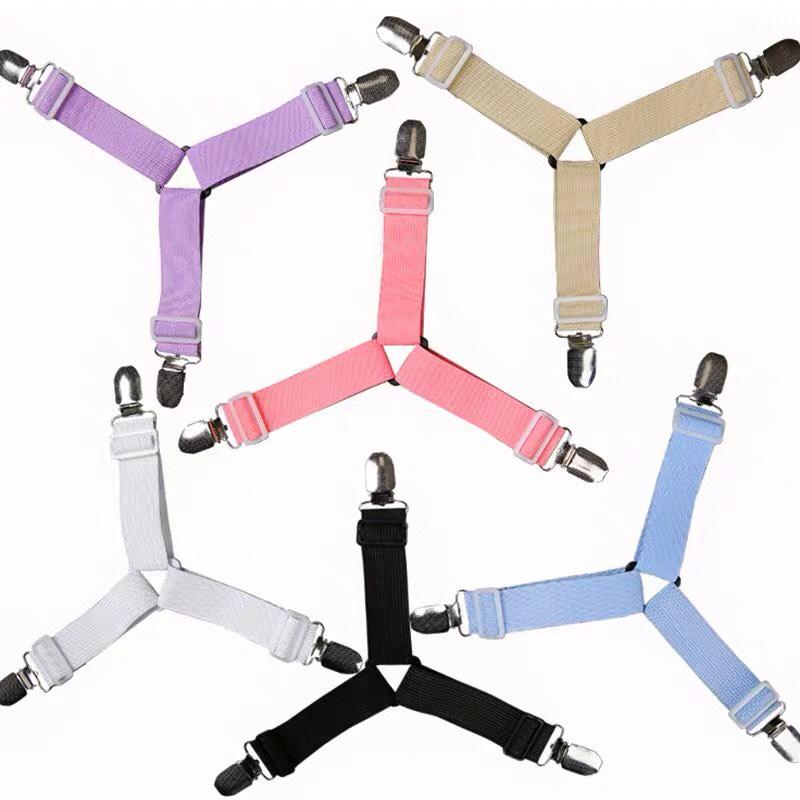 Bộ 4 dây Kẹp drap 3 chấu Inox Cố Định Ga Giường Drap Giường Tấm Trải Giường Chống Xê Dịch Chịu Lực Tốt