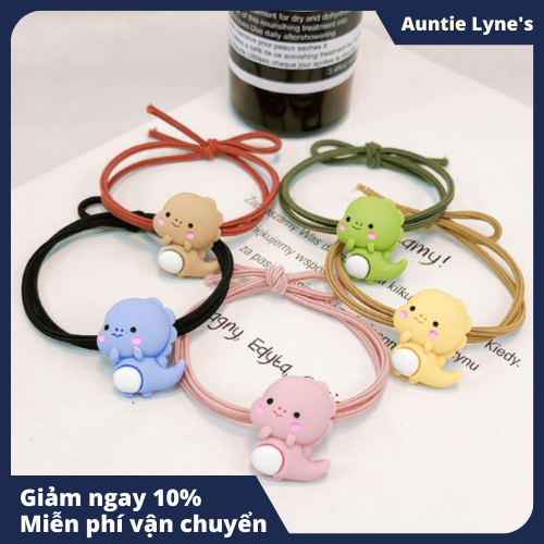 Dây buộc tóc hình khủng long ú dễ thương, màu sắc đa dạng