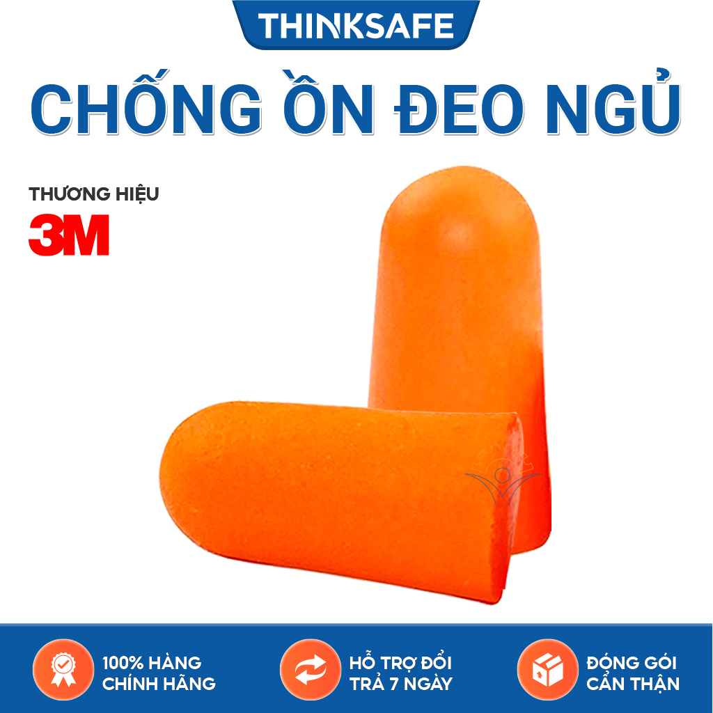 Nút chống ồn 3M 1100 - Nút bịt tai chống ồn khi ngủ, chất liệu xốp, nhét tai giảm ồn, Bịt tai chống ồn khi làm việc - Bảo hộ Thinksafe