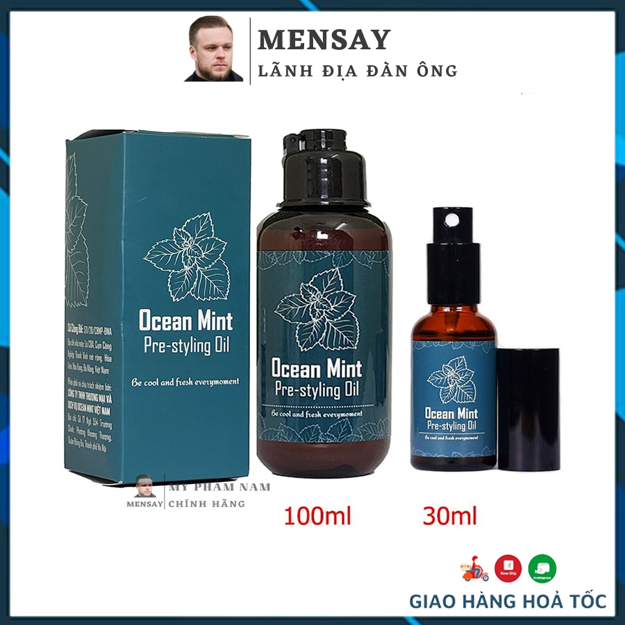 Xịt tạo phồng ocean mint pre styling oil 30ml/100ml - chính hãng ocean mint