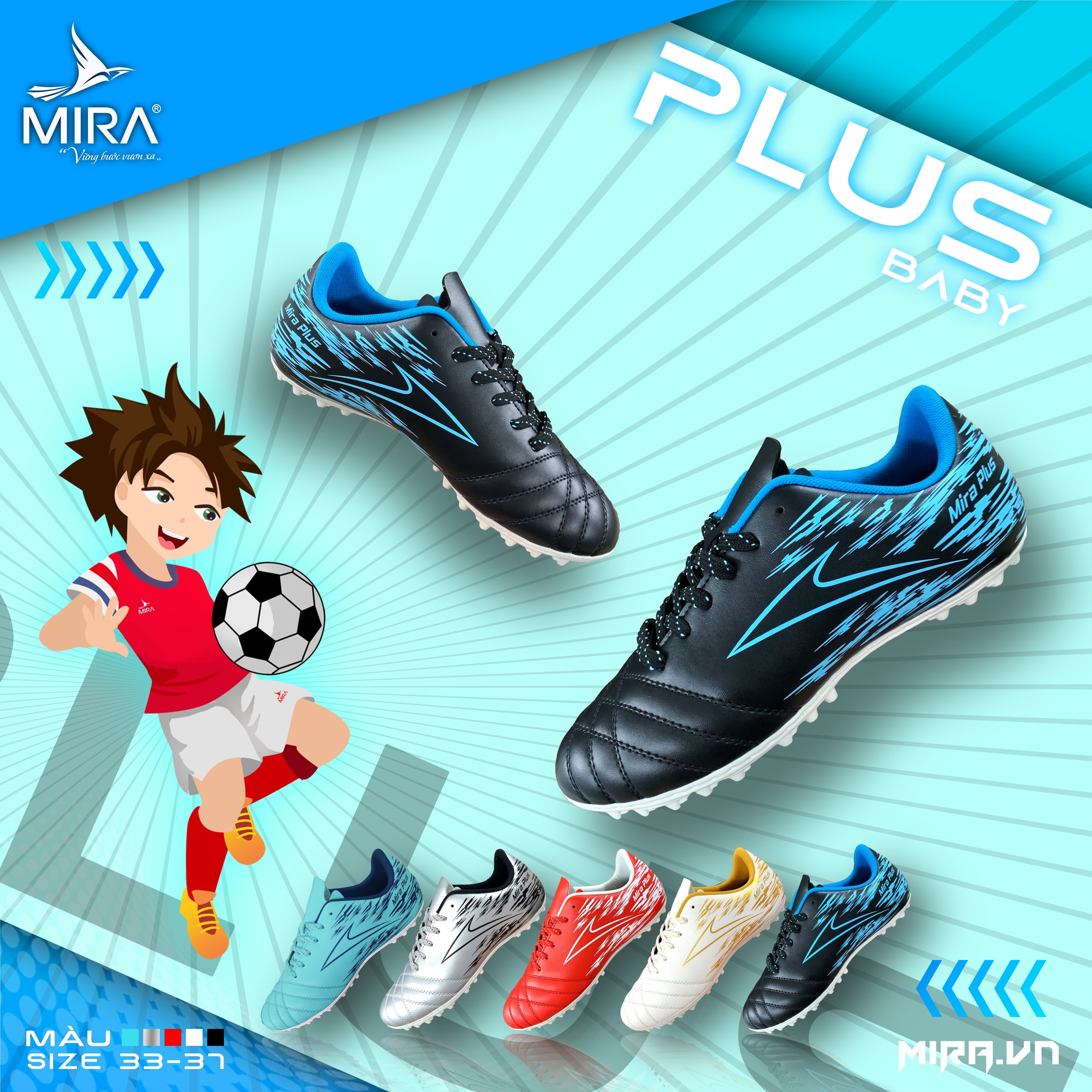 Giày đá bóng chính hãng trẻ em cao cấp Mira Plus