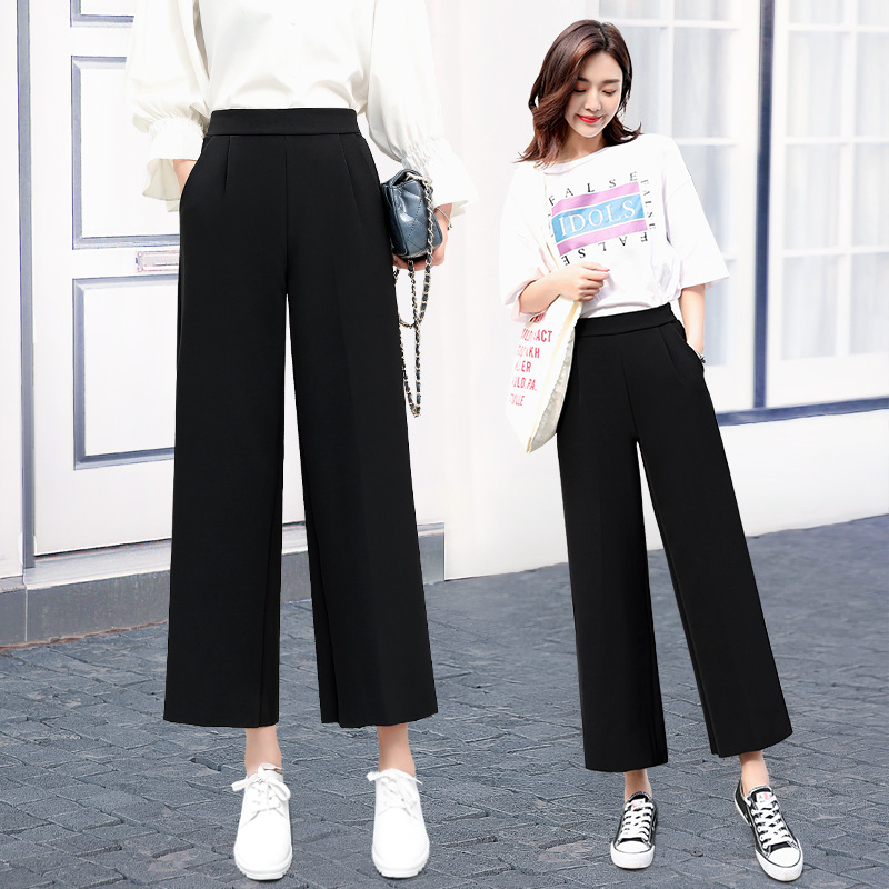 Quần ống rộng nữ khóa sườn vải tuyết mưa