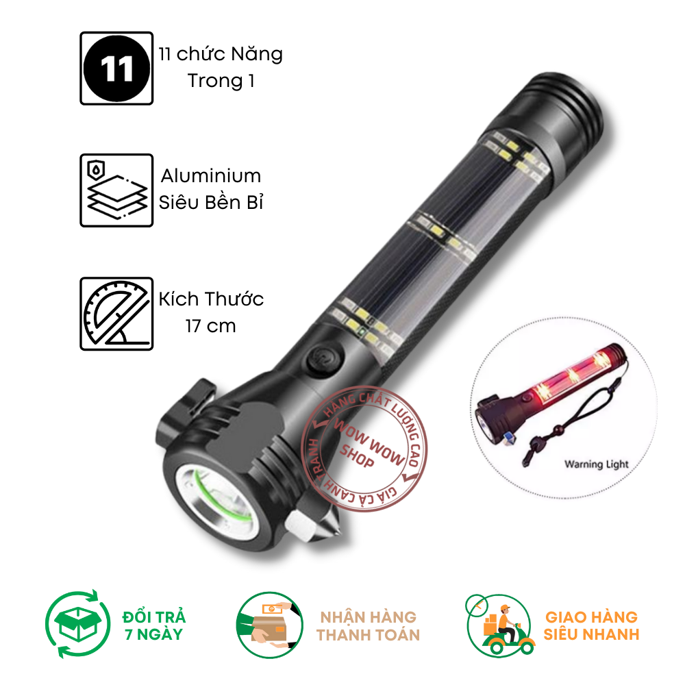 [HCM]Đèn pin 11 chức năng Solar Power Flashlight