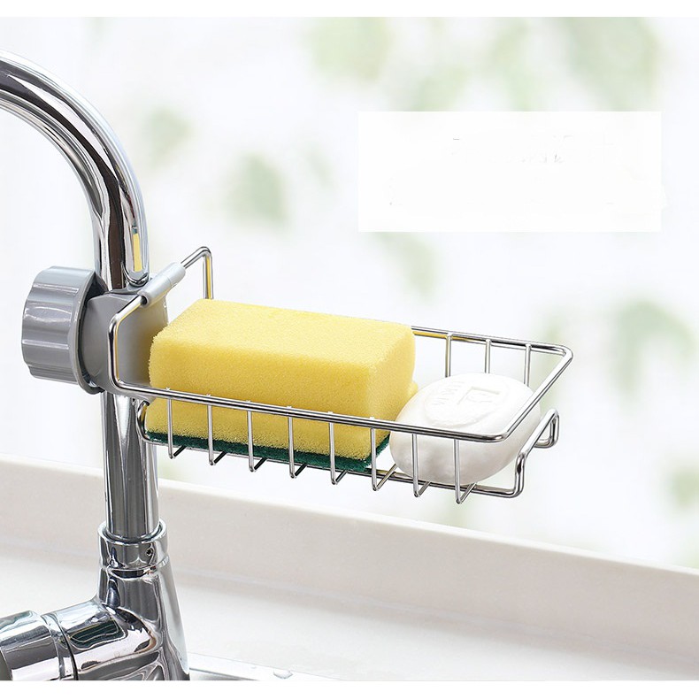 Giỏ inox gắn vòi rửa bát đựng miếng rửa chén khô ráo