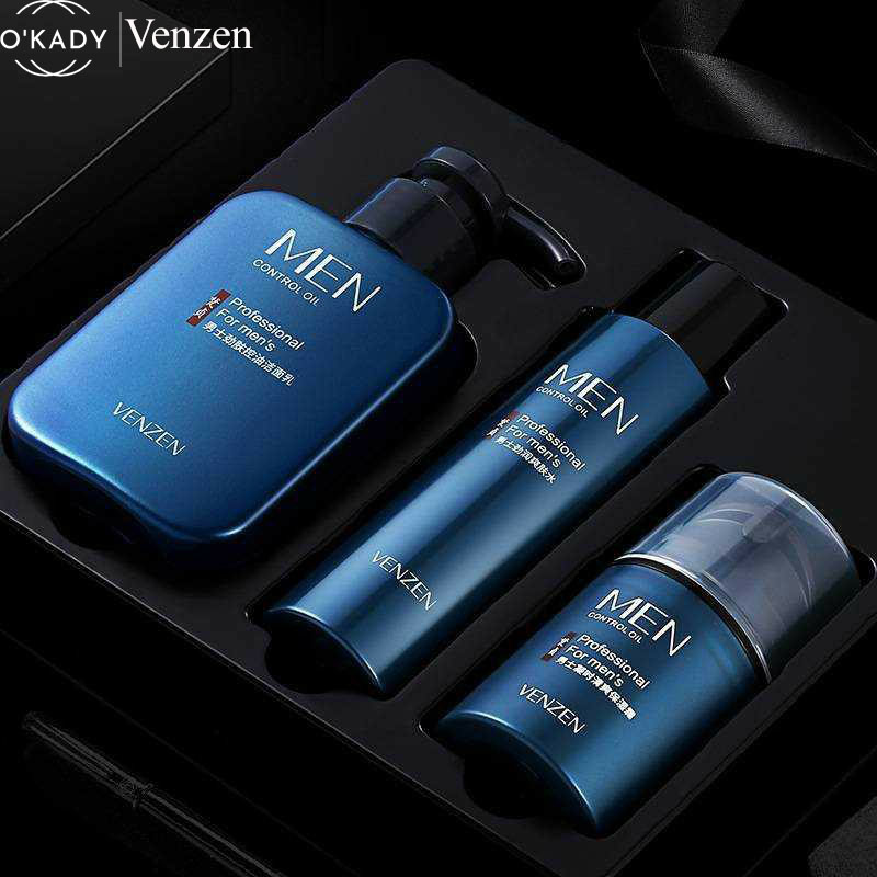 Bộ mỹ phẩm gồm 5 sản phẩm chăm sóc da cho nam Venzen gồm sữa rửa mặt + toner + lotion + kem dưỡng ẩm BMPN01