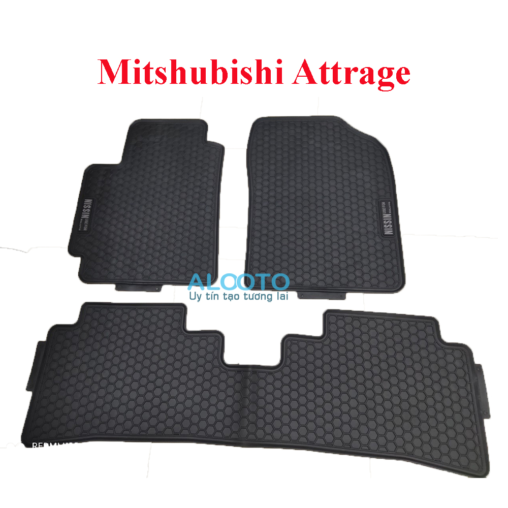 Thảm lót sàn cao su Mitsubishi Attrage Mẫu M02 khuôn đúc nguyên khối. Chất liệu cao su non không mùi