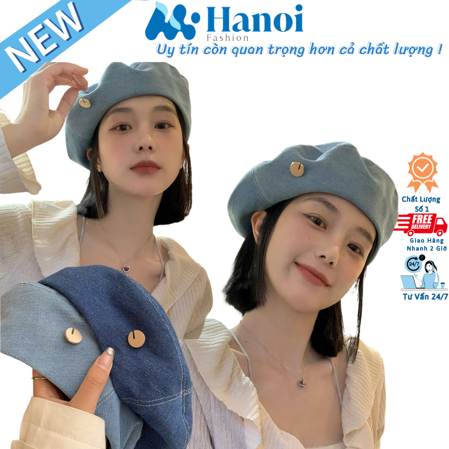 Mũ beret jean mũ nồi phong cách cá tính thời trang mùa hè thu dễ phối đồ-hn03