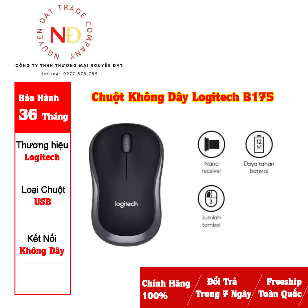 [Freeship] Chuột giá rẻ không dây Logitech B175 HÀNG CHÍNH HÃNG - Bảo hành 36 tháng