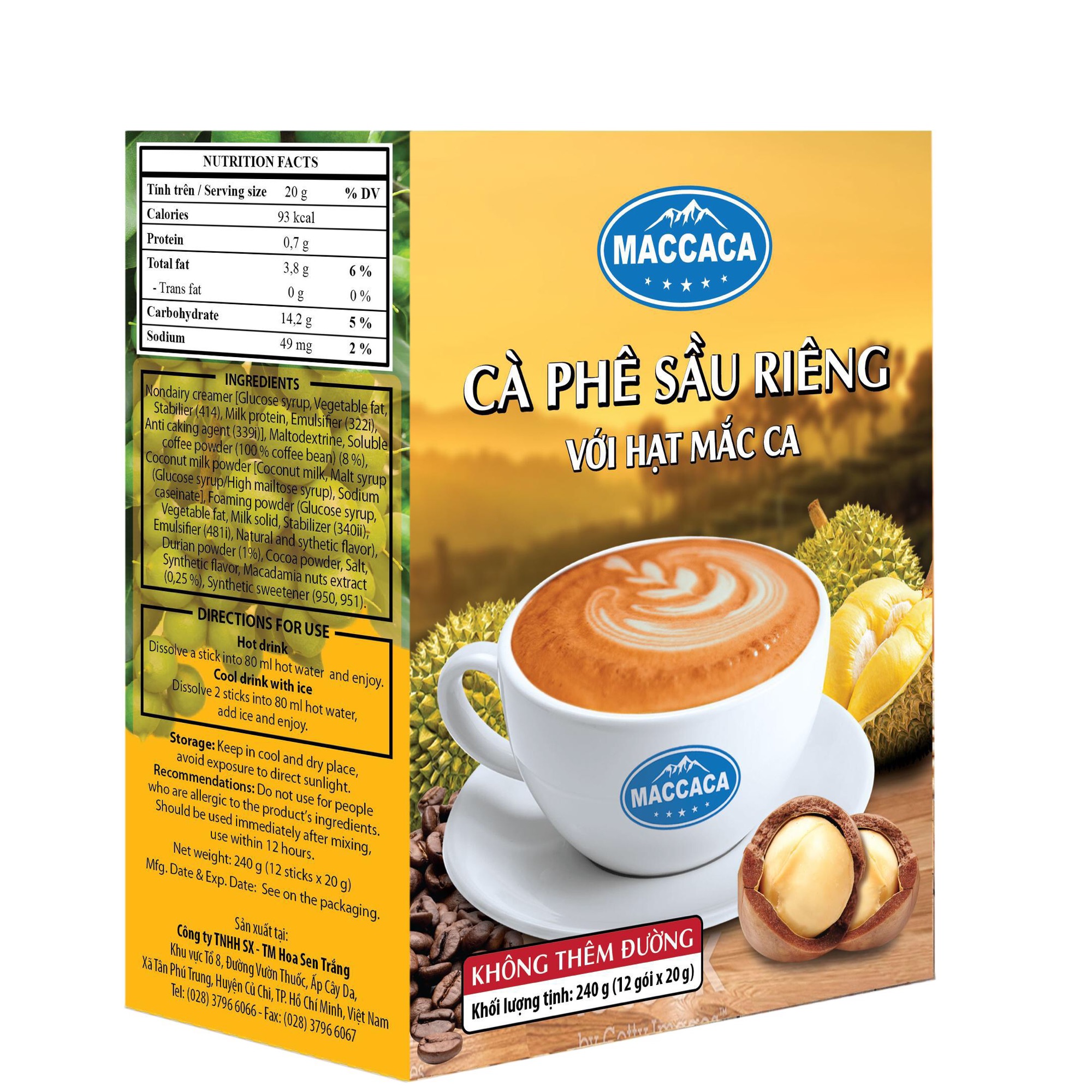 Cà phê sầu riềng với hạt macca