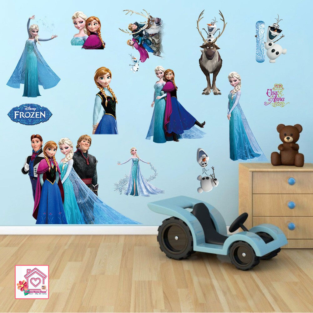 Decal dán tường Công chúa Tuyết Elsa trang trí tường phòng khách phòng ngủ