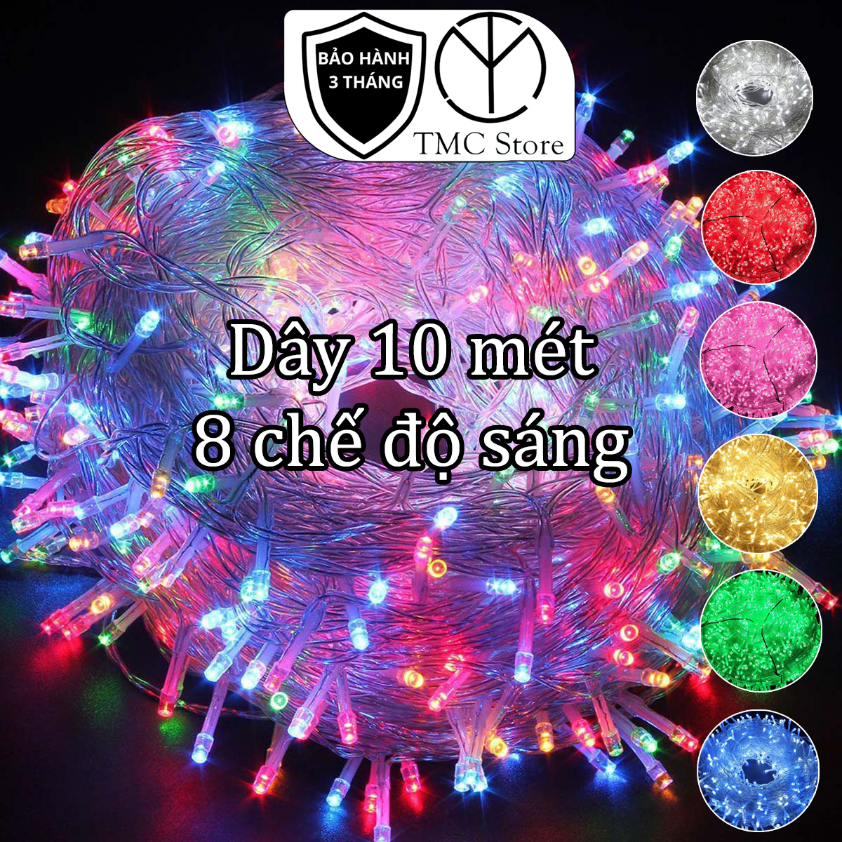 Đèn dây trang trí noel, đèn led 10 mét có 8 chế độ nháy T15 - TMC Store - Trang trí giáng sinh lung linh