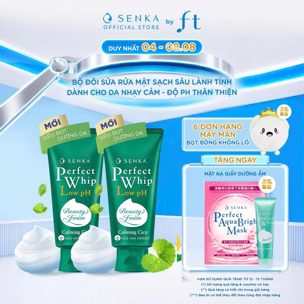 Bộ đôi sữa rửa mặt sạch sâu lành tính SENKA PERFECT WHIP CICA 100GX2