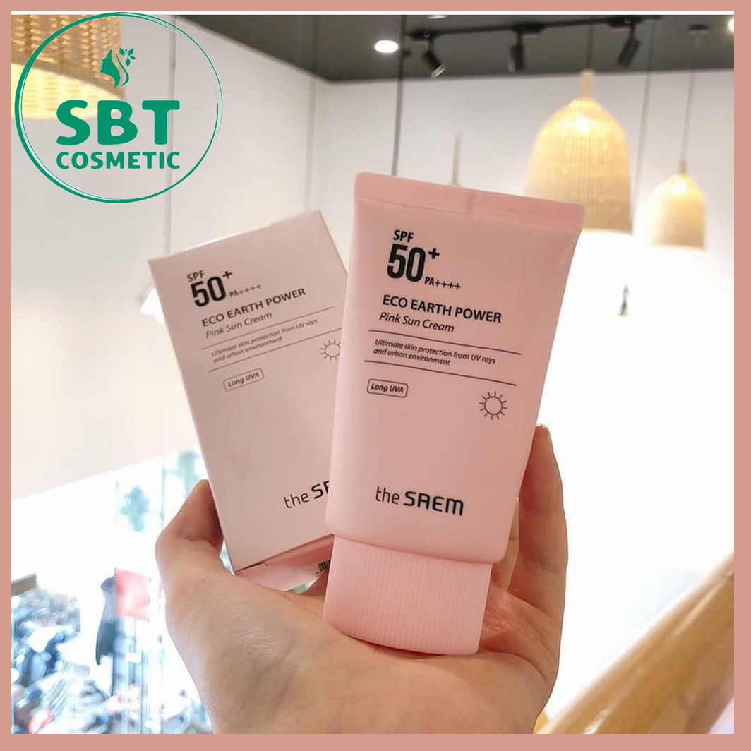 [Hàn Quốc] Kem Chống Nắng The SAEM Eco Earth Power Pink Sun Cream SPF50+ PA++++ 50g - Dành Cho Da Nhạy Cảm Kết Cấu Mỏng Nhẹ Không Gây Nhờn Rít