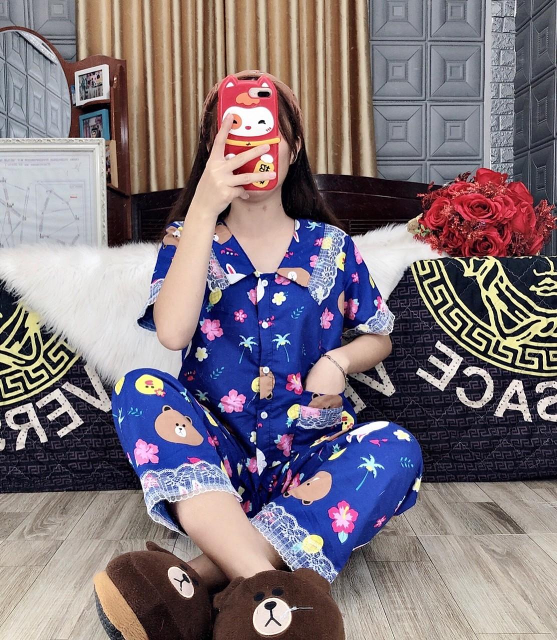 Bộ Pijama mặt ở nhà hình hoa -MTB