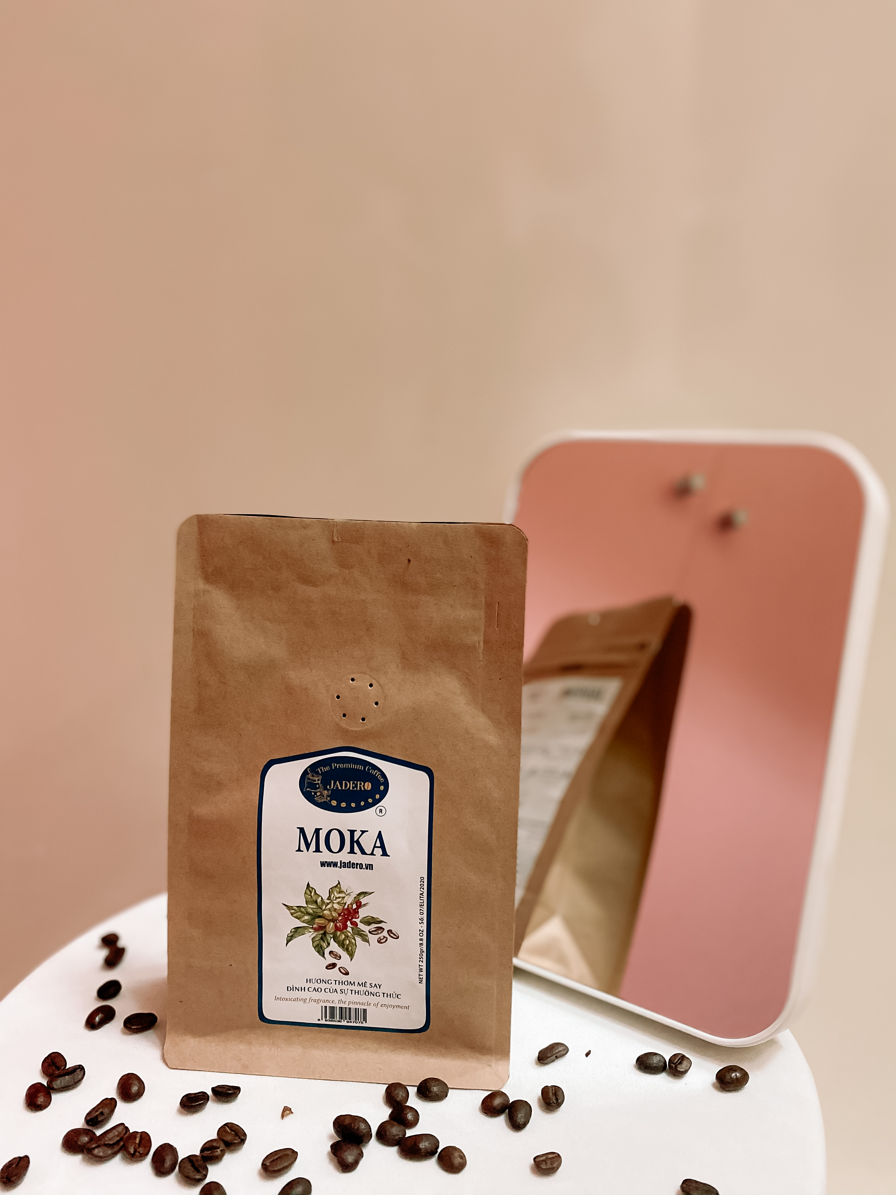 Cà phê Moka bột pha máy rang mộc nguyên chất 250Gr