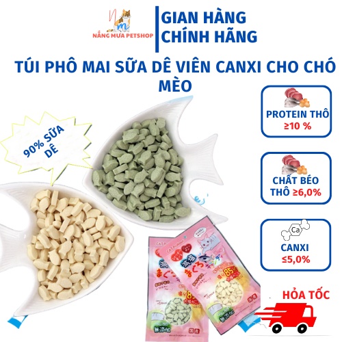 Túi phô mai viên vị sữa dê- Bánh thưởng cho chó mèo, thưởng mèo