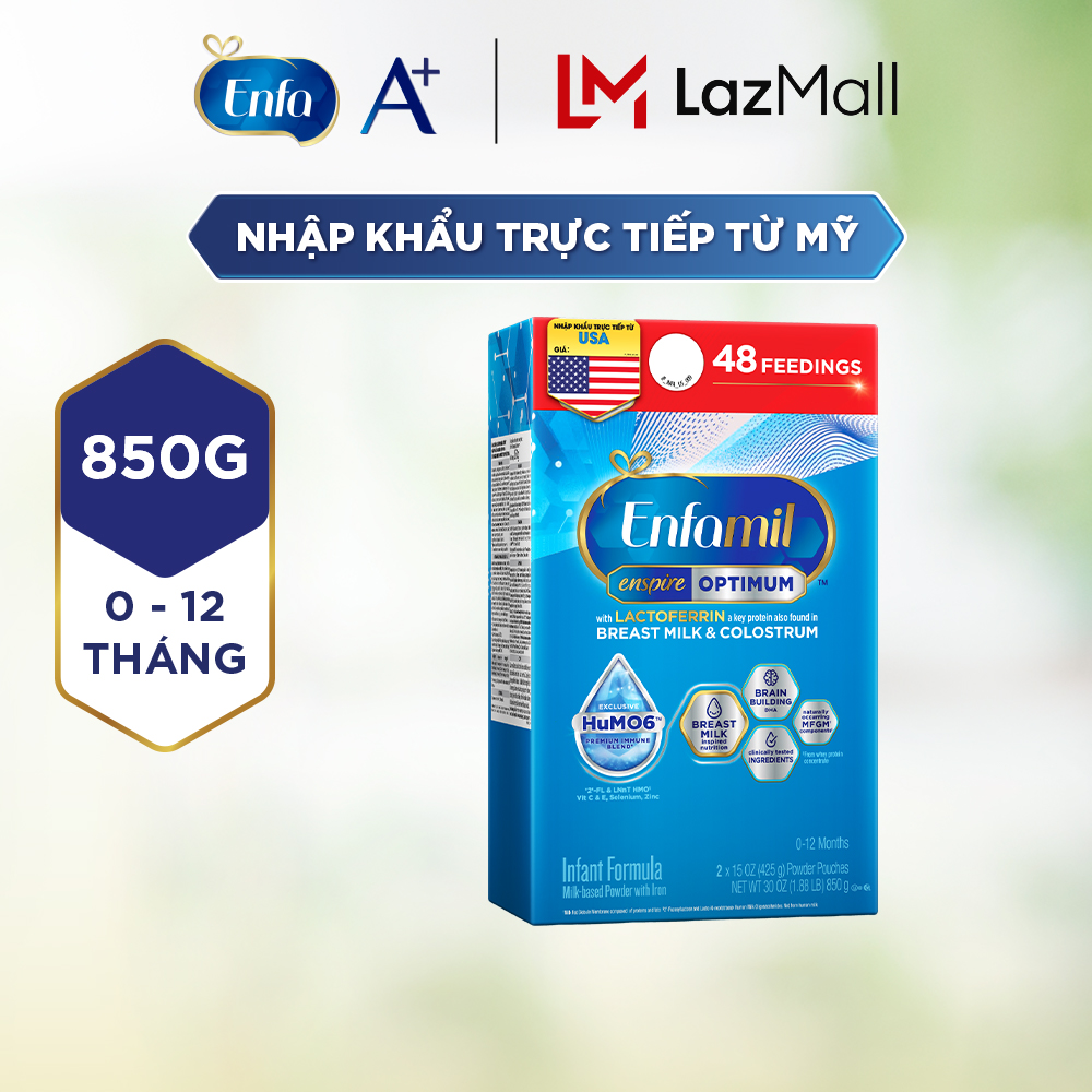 Sữa bột Enfamil Enspire Infant 850g dành cho trẻ 012 tháng tuổi . Có chứa MFGM và Lactoferrin