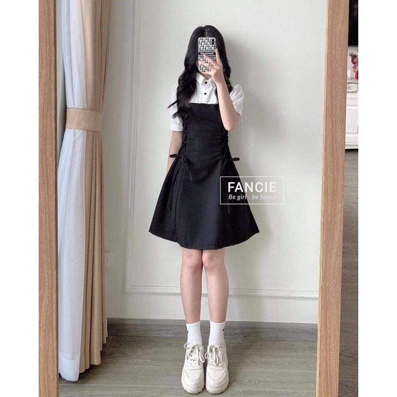 Váy cổ trắng đan eo hsu1
