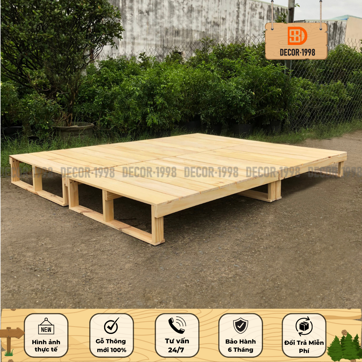 Giường ngủ pallet gỗ cao 15cm,20cm , pallet lắp ráp, giường ngủ gấp gọn đủ mọi kích thước gỗ thông nhập khẩu