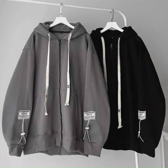  Áo Khoác Nỉ Tay Có Mạc Gắn Dây Cặp Nam Nữ Siêu Xinh - Hoodie Có Dây Kéo Nón 2 Lớp Kiểu Rộng Unisex -Chống Nắng 