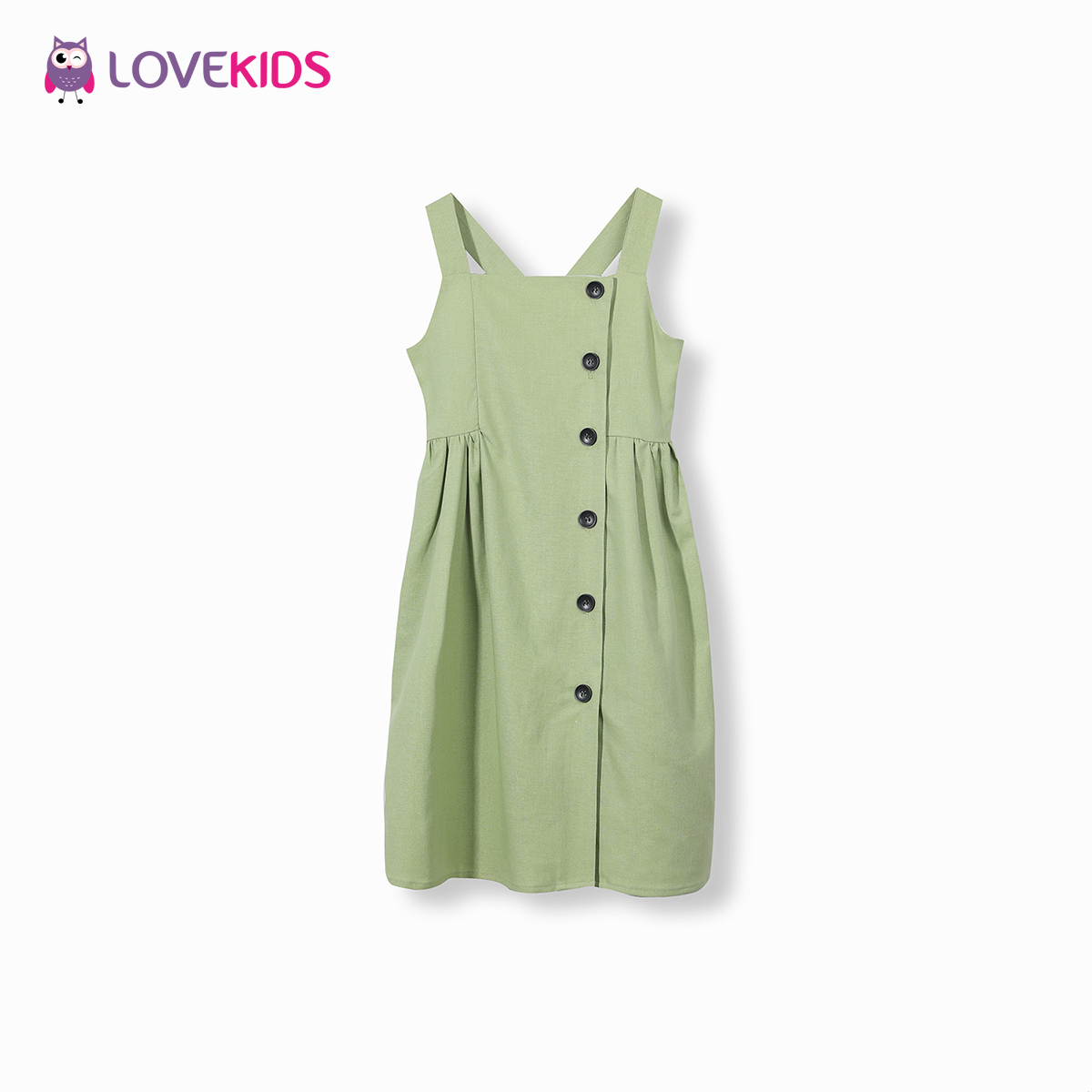 [TẶNG NGAY BĂNG ĐÔ TẾT] Váy bé gái hai dây phối cúc - Lovekids