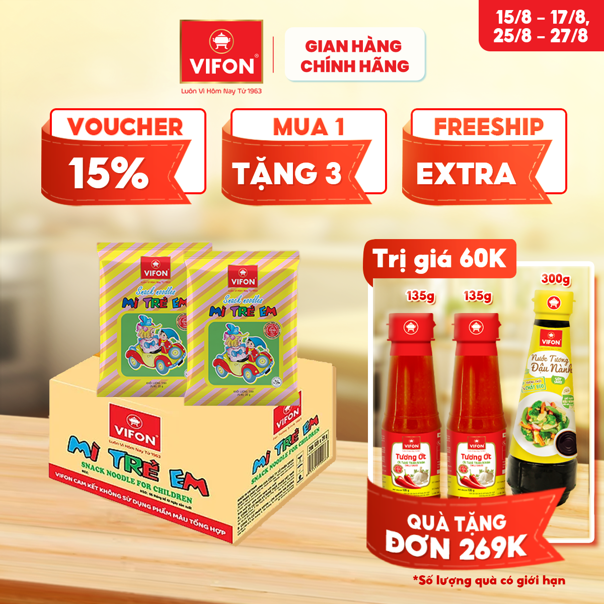 [VOUCHER đến 80K]-Thùng 200 gói Mì Trẻ Em VIFON 20gr/ Gói