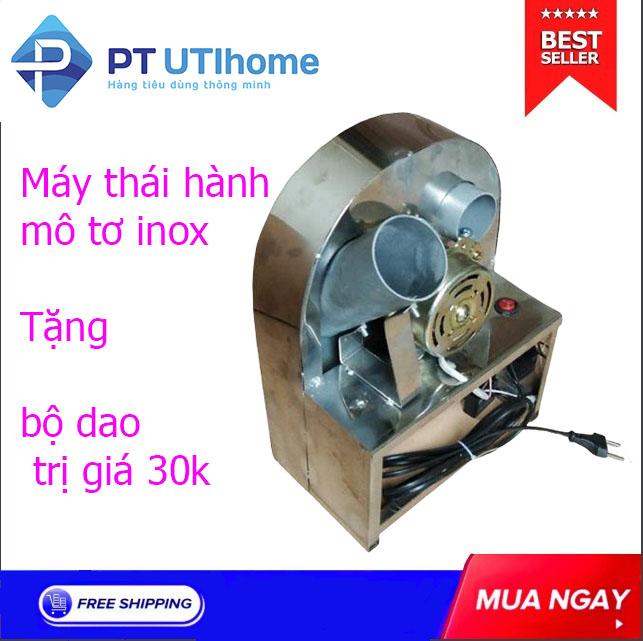 Máy thái hành tỏi chạy bằng mô tơ điện 220v khung inox - tặng kèm 3 lưỡi dao 30k