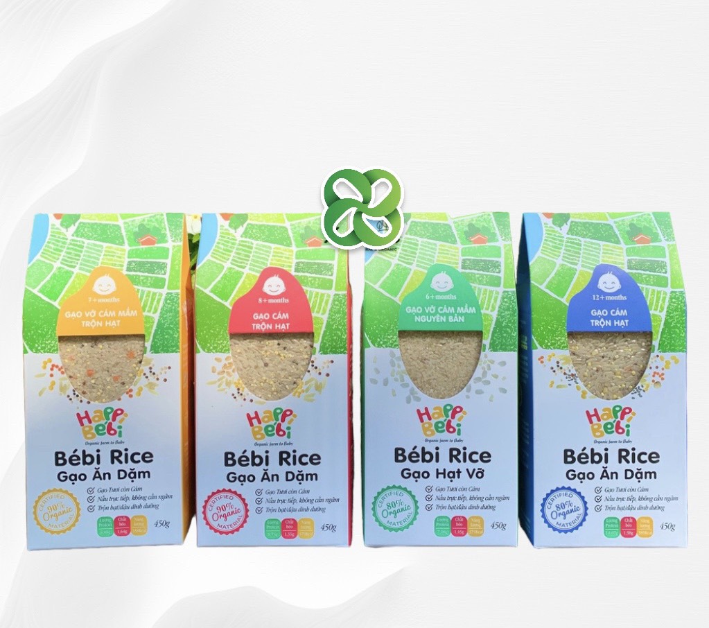 Gạo Hạt Vỡ Hữu Cơ Cám Mầm Trộn Hạt HAPPY BEBI RICE 405g - Mix Sẵn Ngũ Cốc Cao Cấp - Cho Bé Ăn Dặm
