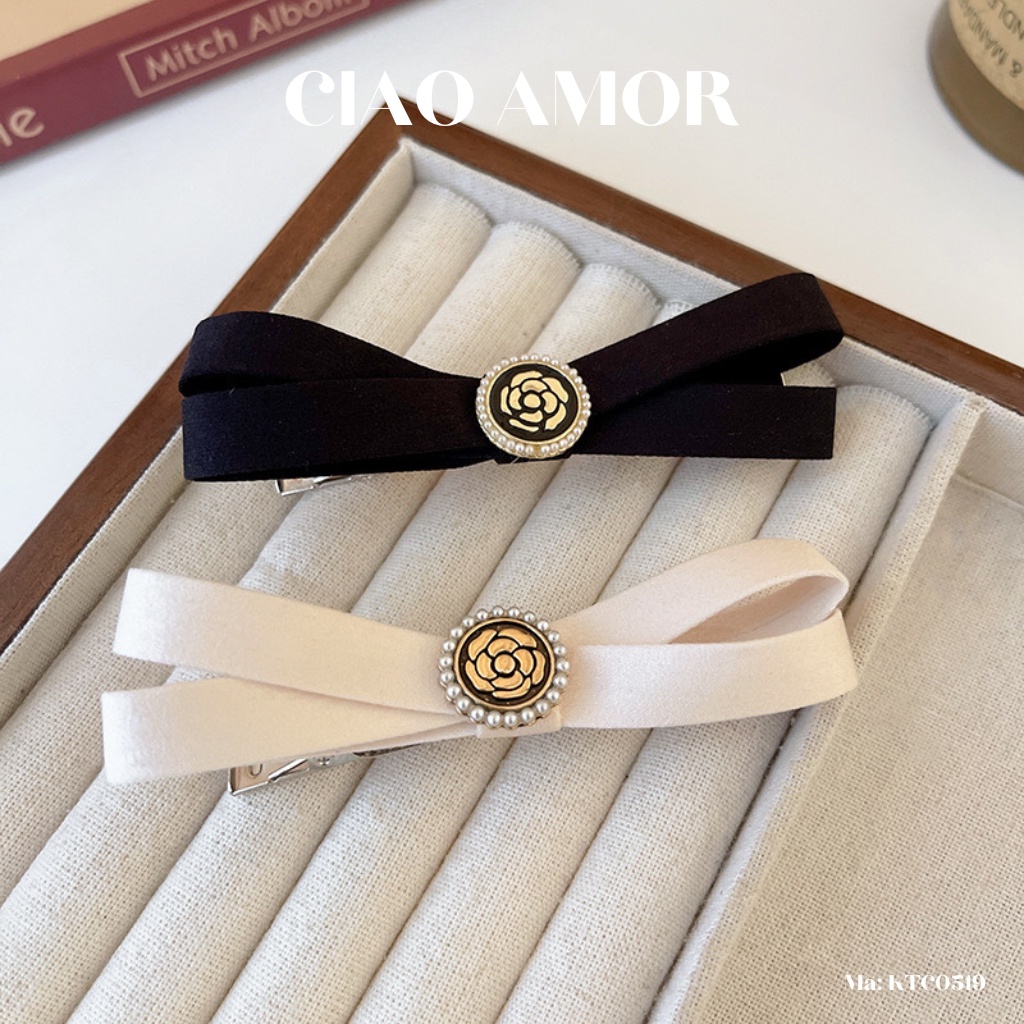 Kẹp tóc nữ nơ đính mặt hoa đơn giản dễ thương Phụ kiện tóc Ciao Amor - KTC0519