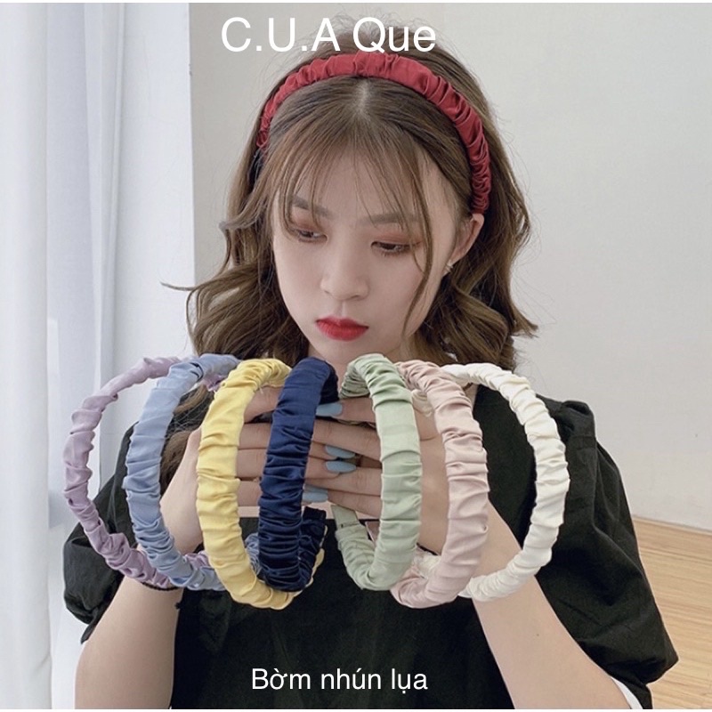 Băng đô cài tóc, bờm nhún lụa c.u.aque925