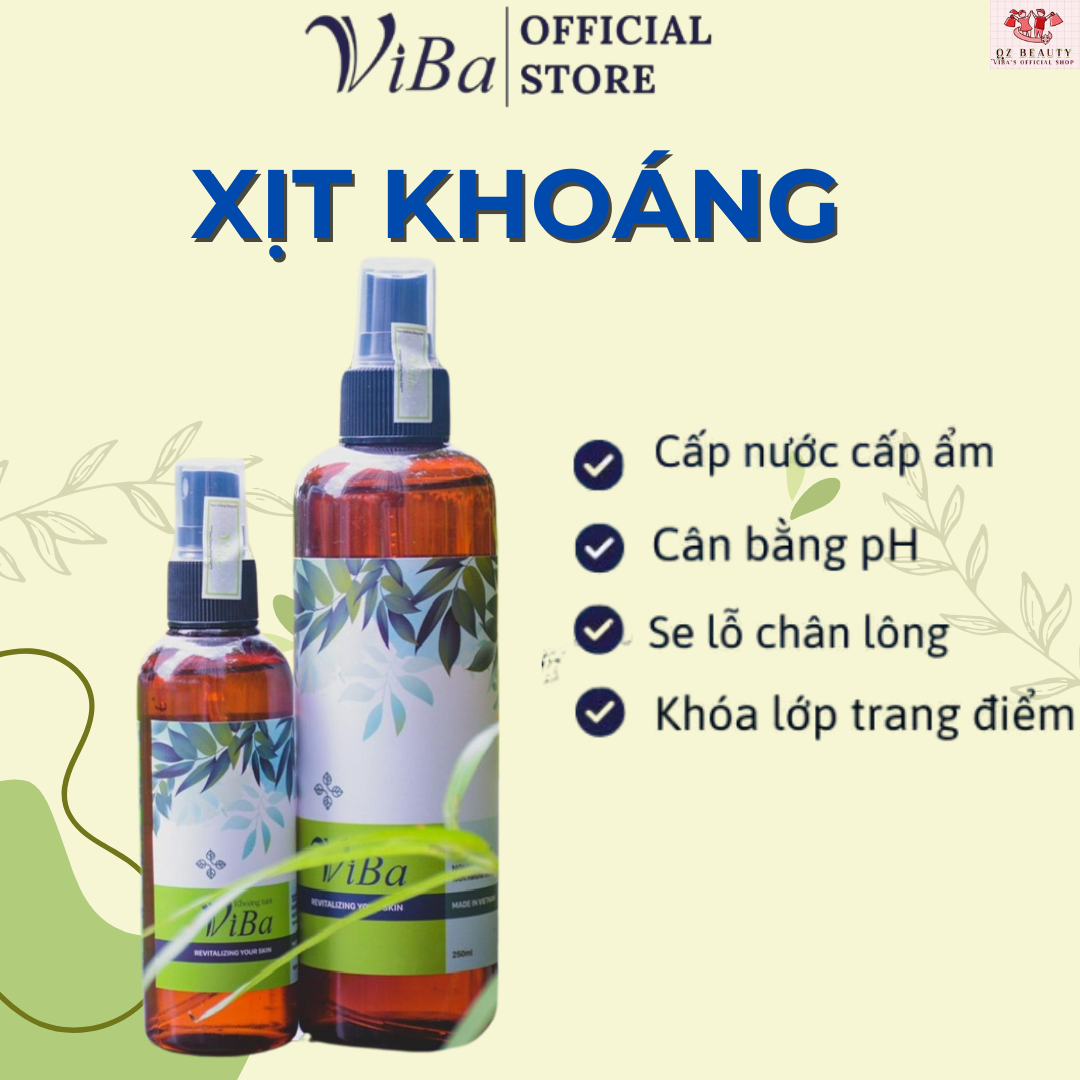 Xịt khoáng Khoáng Tươi VIBA dưỡng ẩm, cân bằng cho da dầu mụn, da khô, da nhạy cảm 100ml/250ml