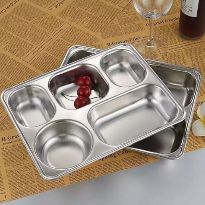 [KHAY INOX - CÓ NẮP] Khay phần đựng cơm inox sâu inox xịn 5 ngăn cao cấp/Khay cơm inox
