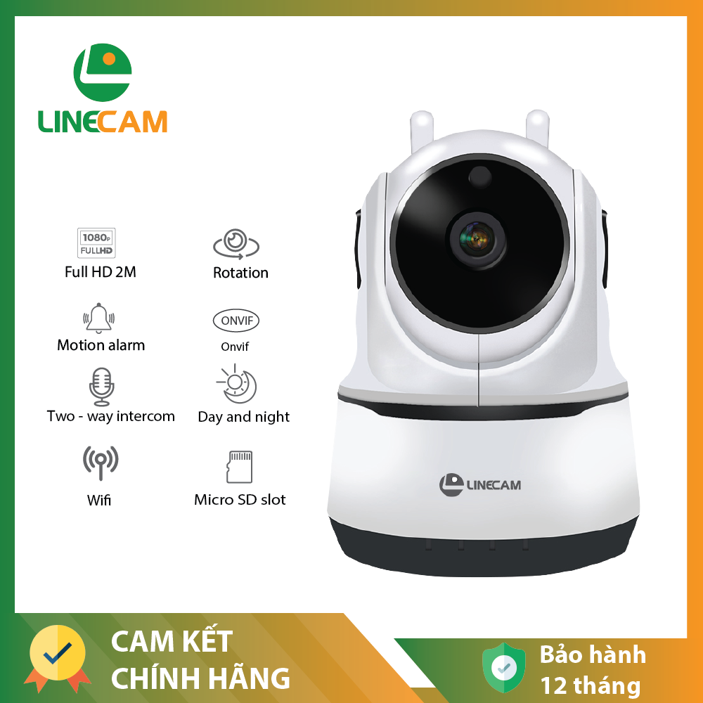 Camera ip wifi giám sát linecam mq66 1080p 2 râu cảnh báo chuyển động xoay 360 – bảo hành 12 tháng