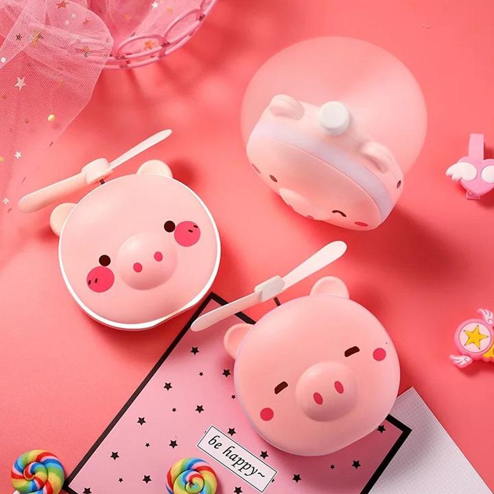 Gương mini cầm tay có đèn Led kèm quạt