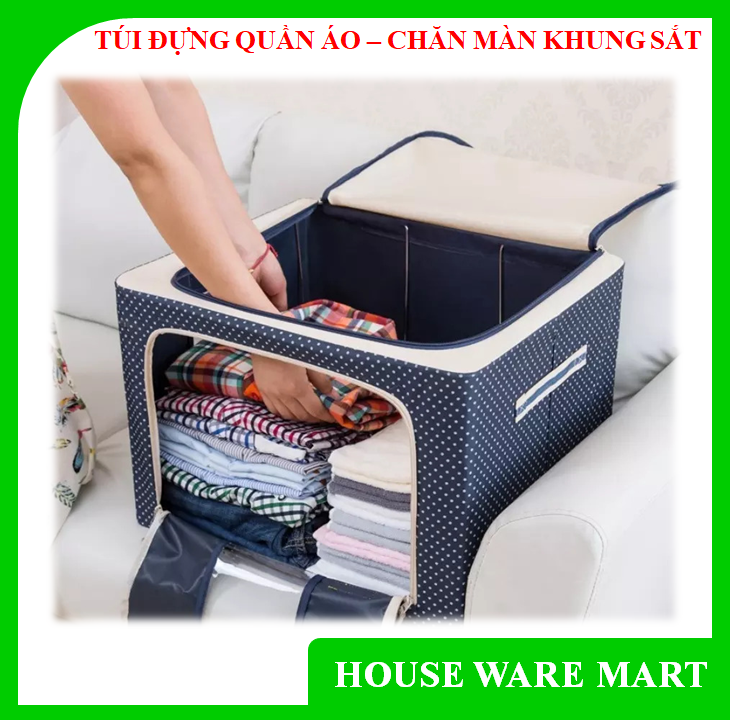 [LOẠI XỊN ] Túi đựng quần áo - chăn màn khung sắt , túi đựng đồ đa năng tiện dụng