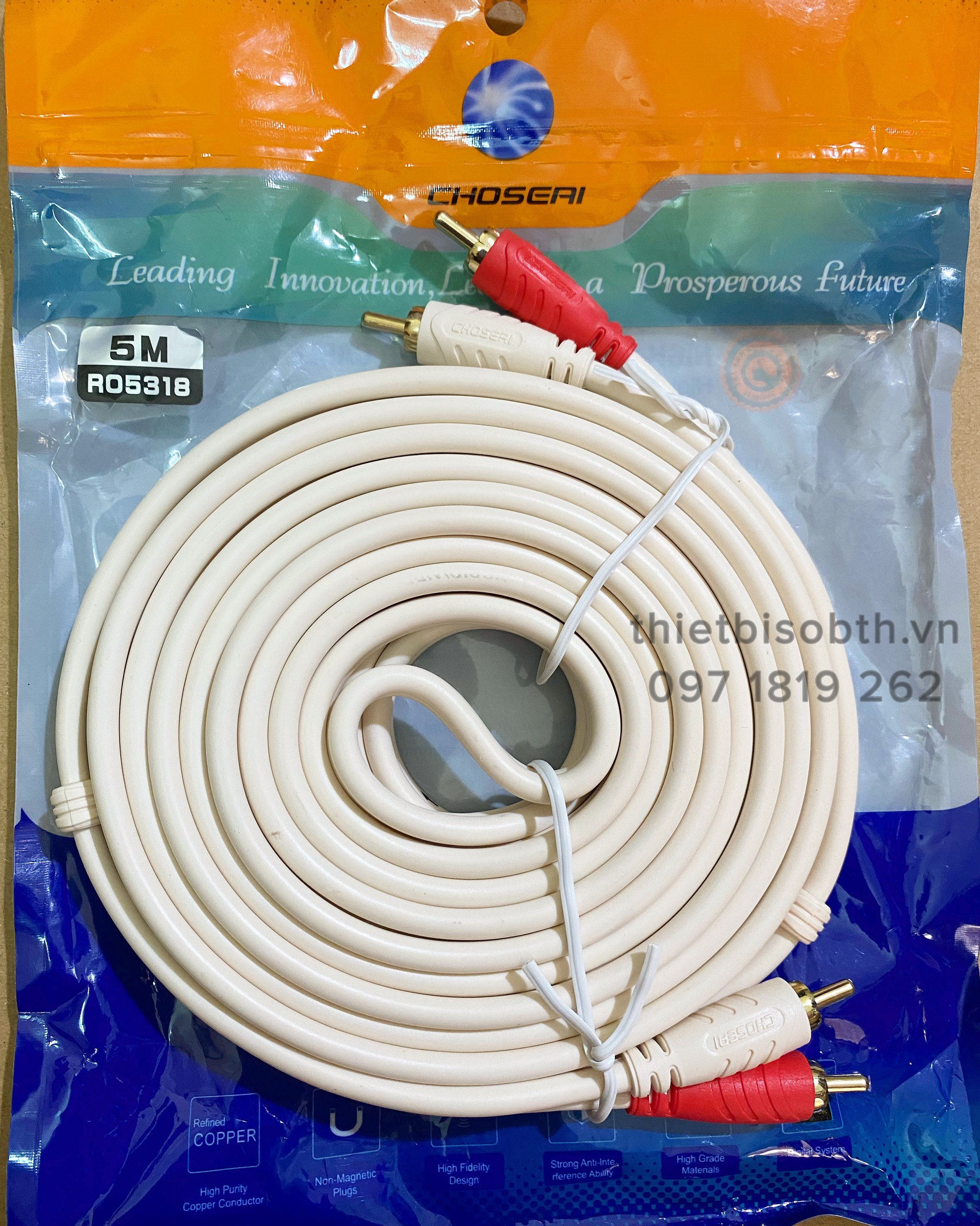 Dây av 2 ra 2 choseal dài 5m - dây audio choseal