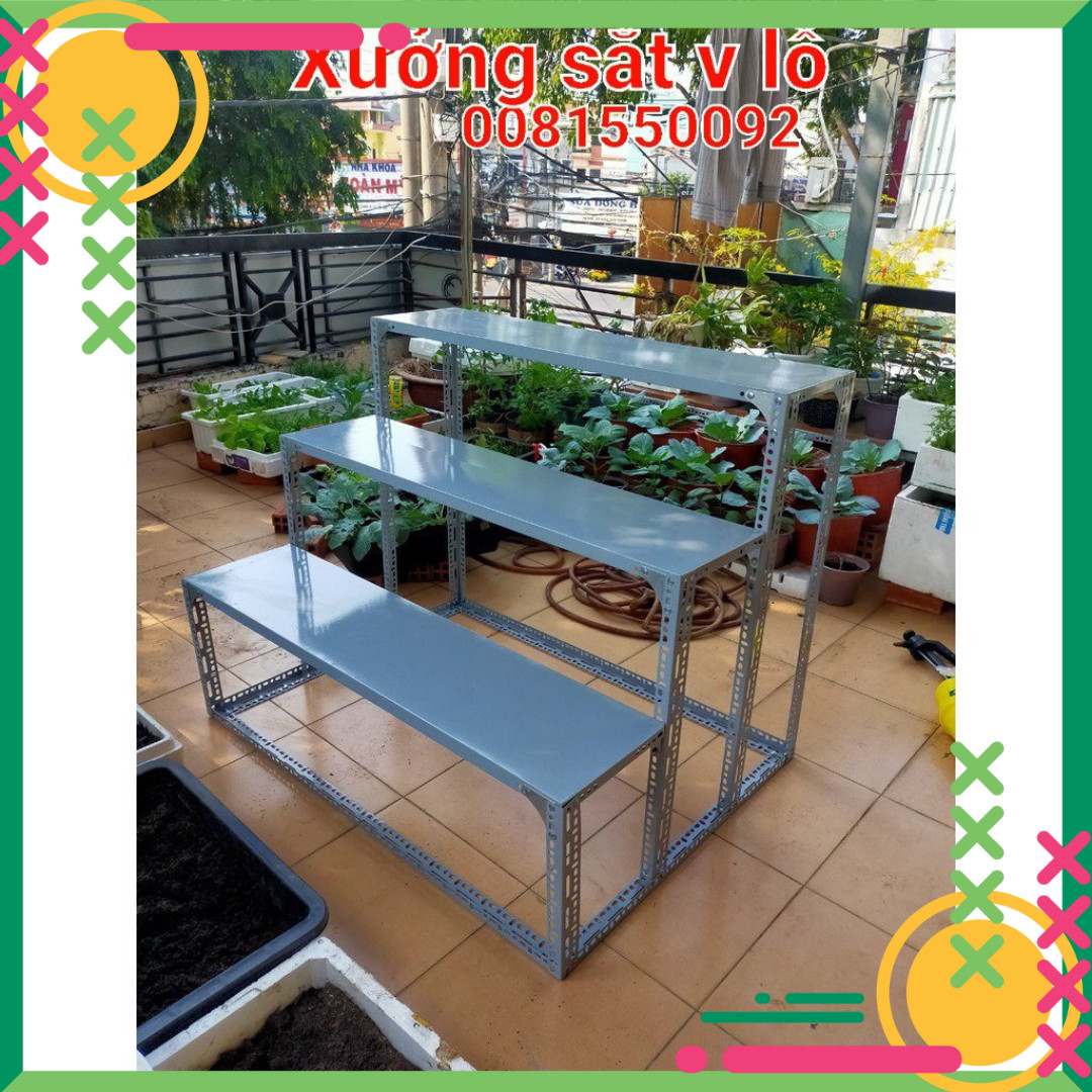 Kệ mâm sắt v lỗ 3 bậc thang Cao nhiều kích thước