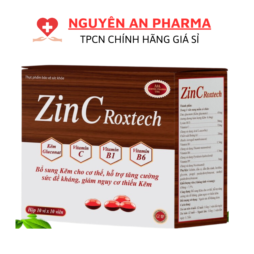 Viên kẽm ZinC Roxtech bổ sung kẽm, vitamin C giúp tăng đề kháng, bớt ốm vặt